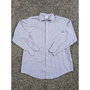 Brooks Brothers 346 Dress Shirt Blue Plaid Check SZ 17.5 - 4/5